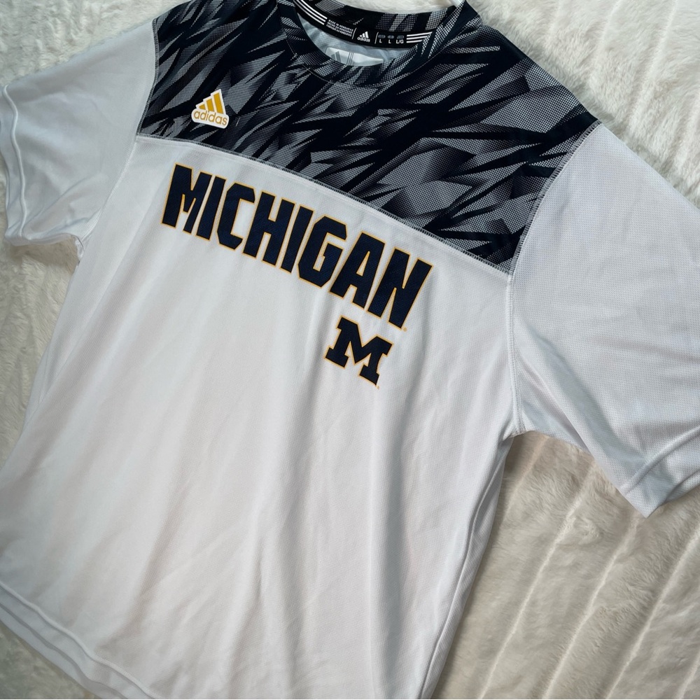 Adidas Climalite Michigan Wolverines  White Away Performance Shirt Size Men’s L